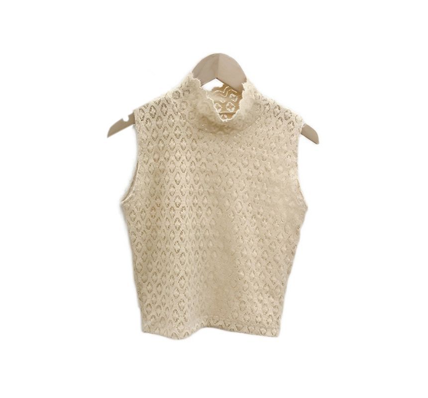 Hazie - Tanktop met kanten kraag en hoge hals