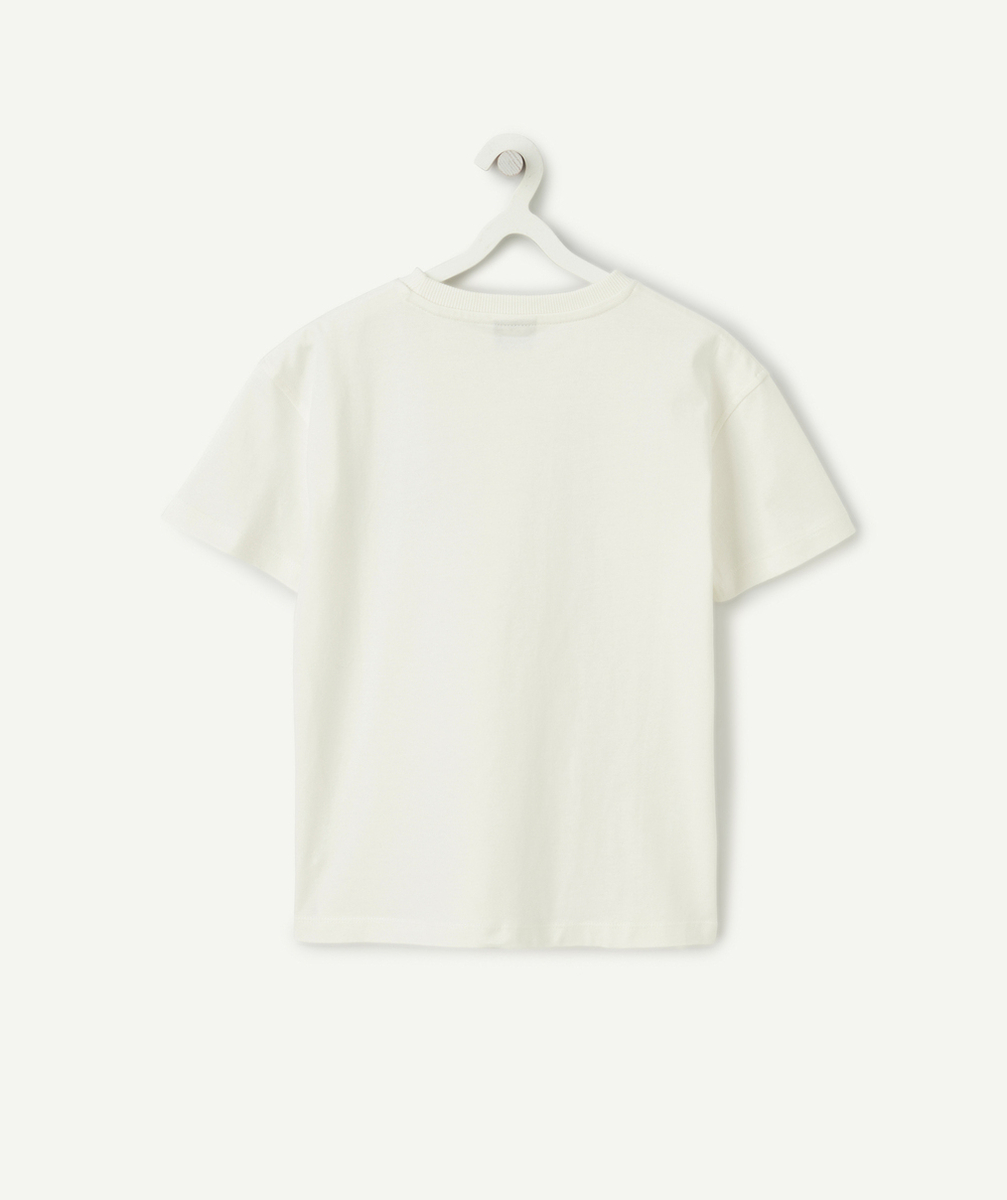 t-shirt manches courtes garçon en coton bio blanc thème surf