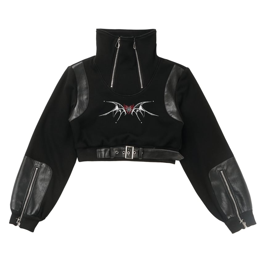 Florimi - Getailleerde sweater met coltrui, ritsaccent, gesp en fleecevoering