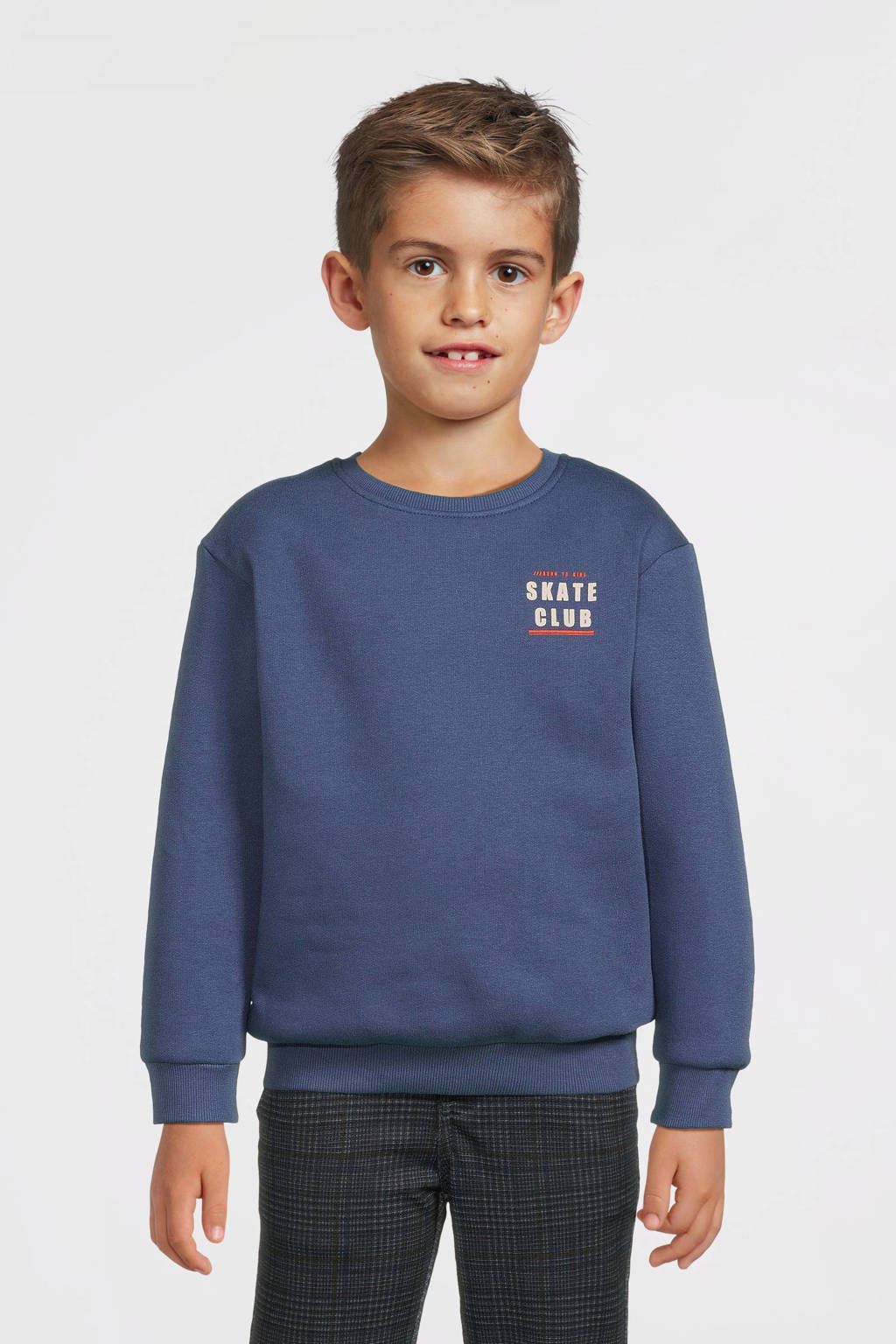 NAME IT sweater NMMOTTO met backprint blauw