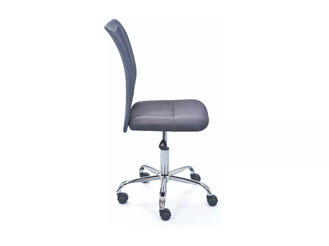 CLIDE - Chaise de Bureau Enfant Tissu Gris et Pieds Chromés