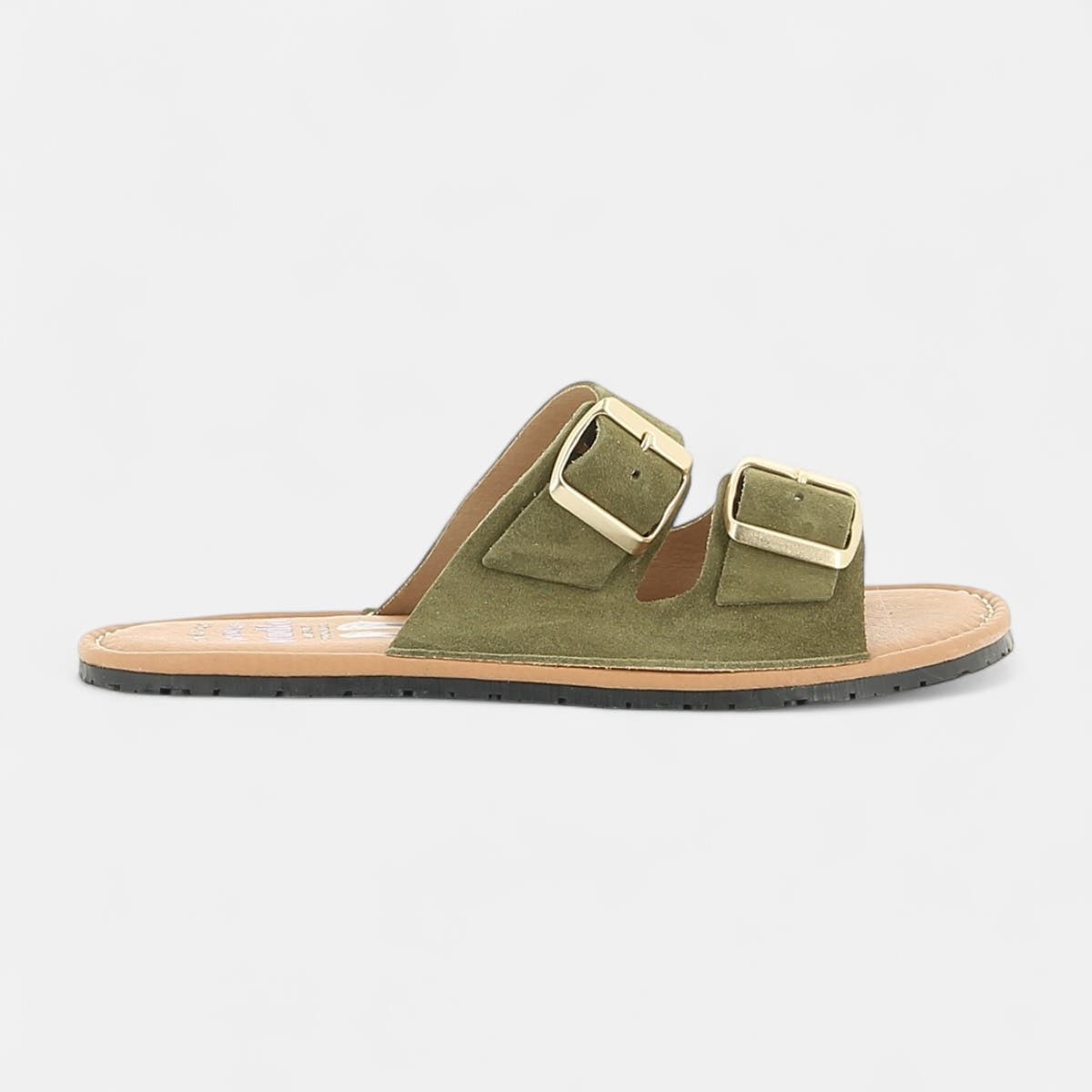 Mules Femme en cuir kaki