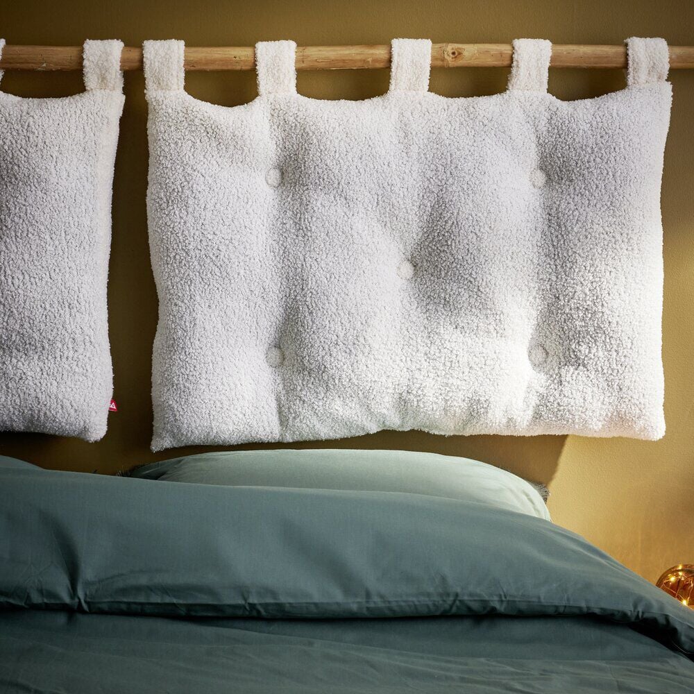 Coussin pour tête de lit en tissu bouclette blanc cassé 70x50 cm