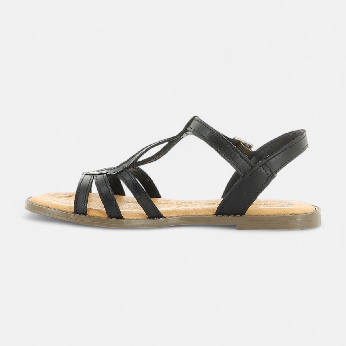Nu-pieds Femme en cuir noir