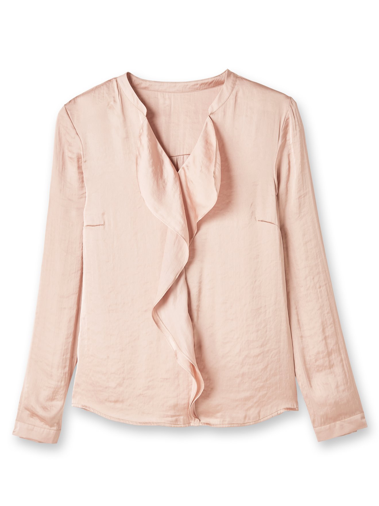 Blouse volantée, tissu satiné
