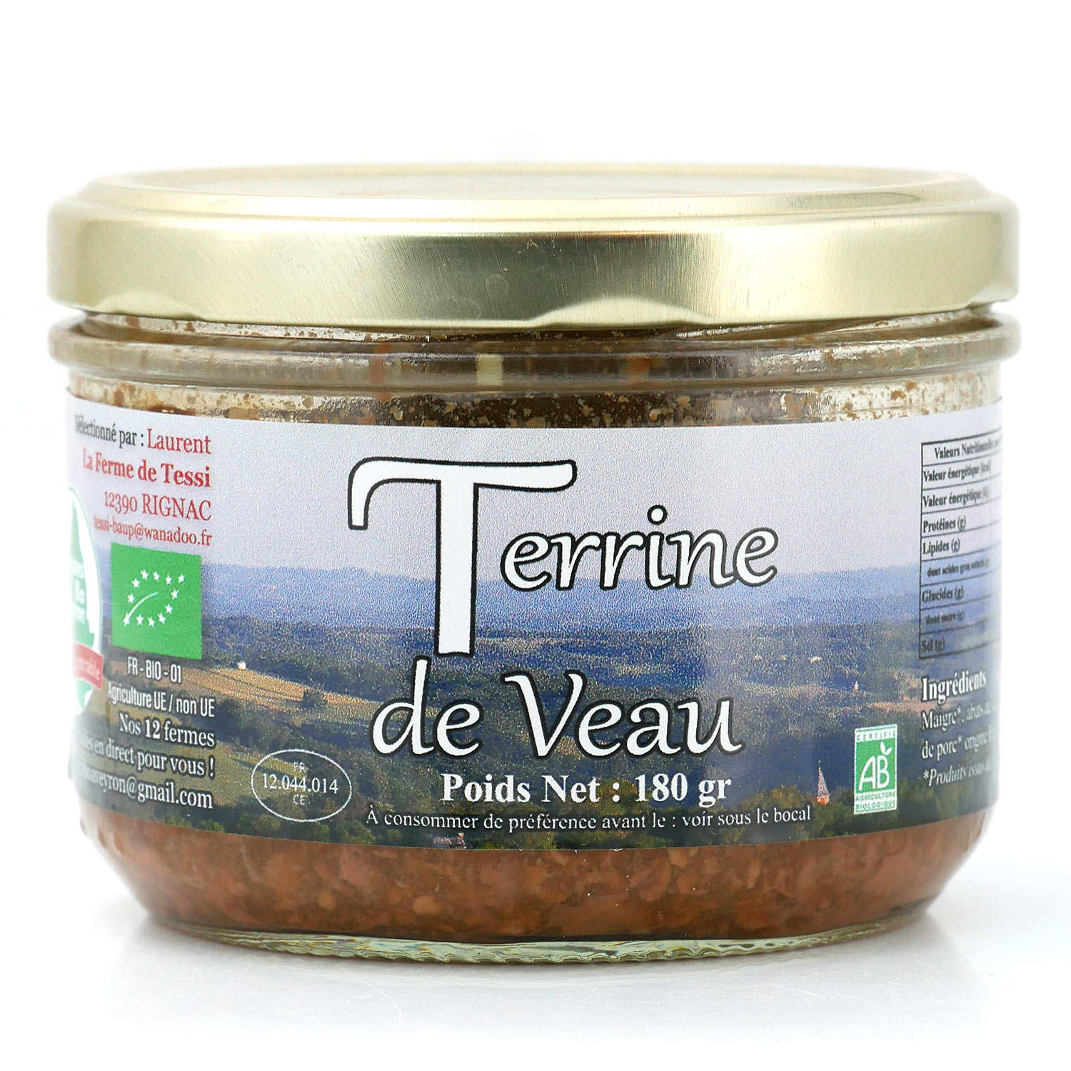 Terrine de veau bio - Charcuterie bio et fermière de l'Aveyron