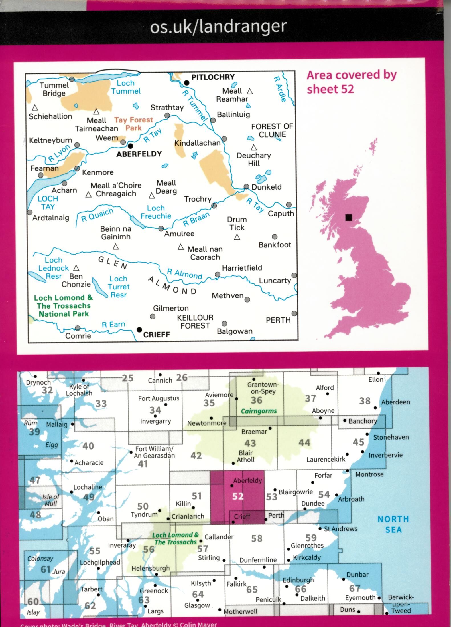 ORDNANCE SURVEY - 52 GB PITLOCHRY CRIEFF 1 50 000