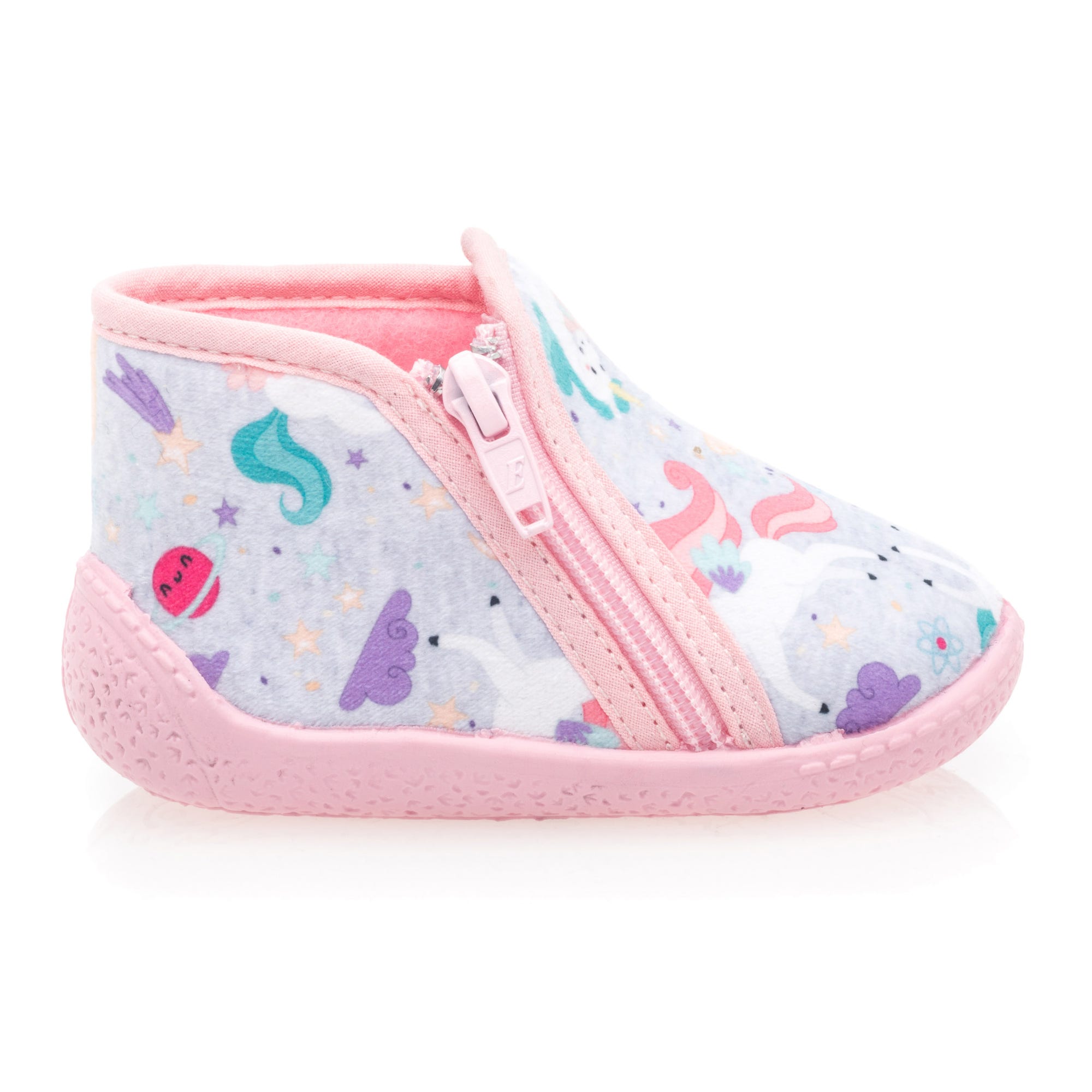 Pantoufles botillons zippés Bébé fille gris