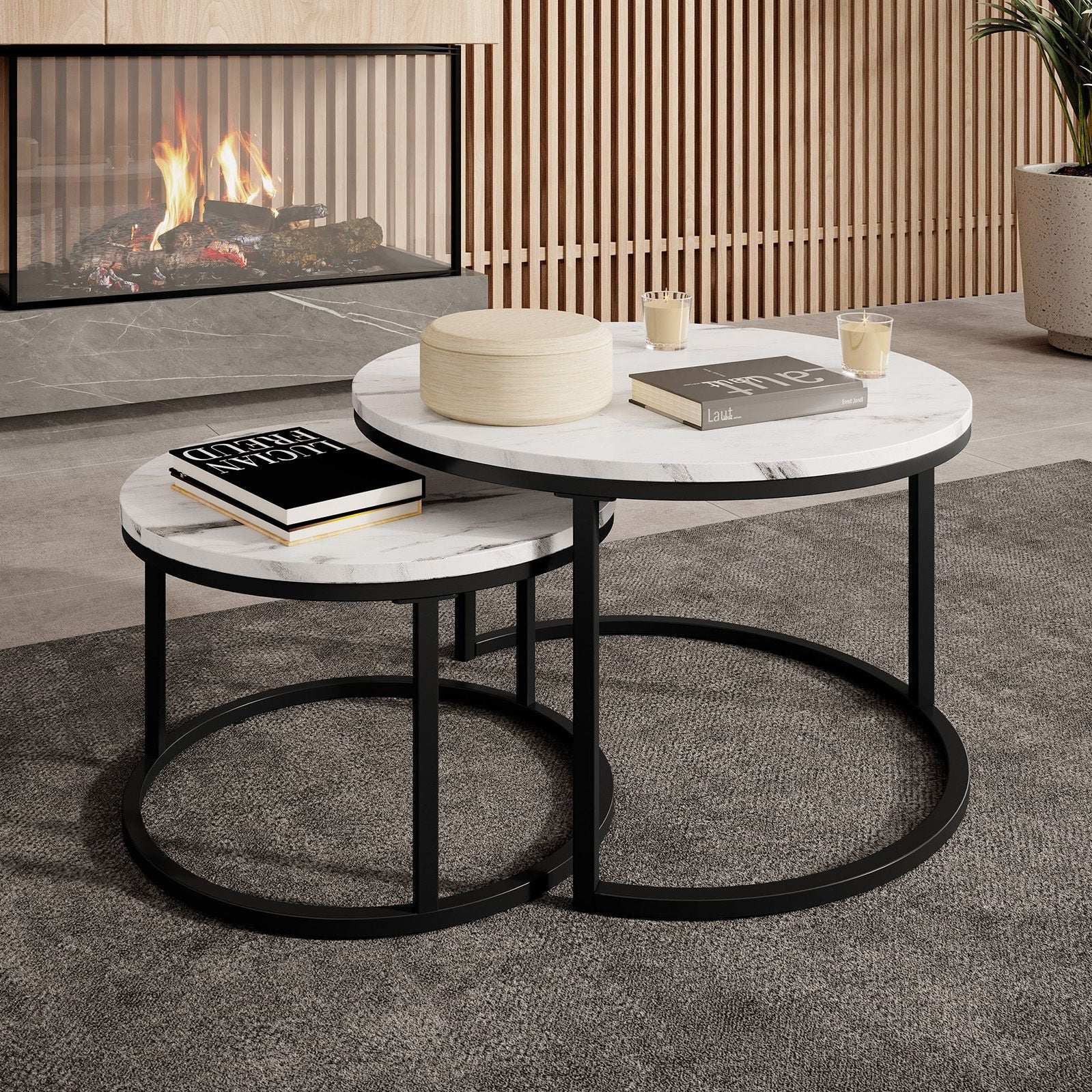 Rica - Salontafel set van 2 - Wit marmerlook
