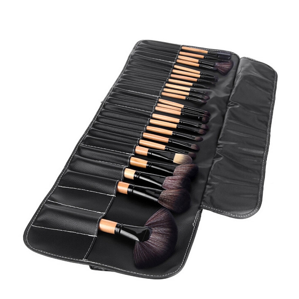 32-teiliges Beauty Make Up Puder Pinsel Set Mit Tasche - Schwarz