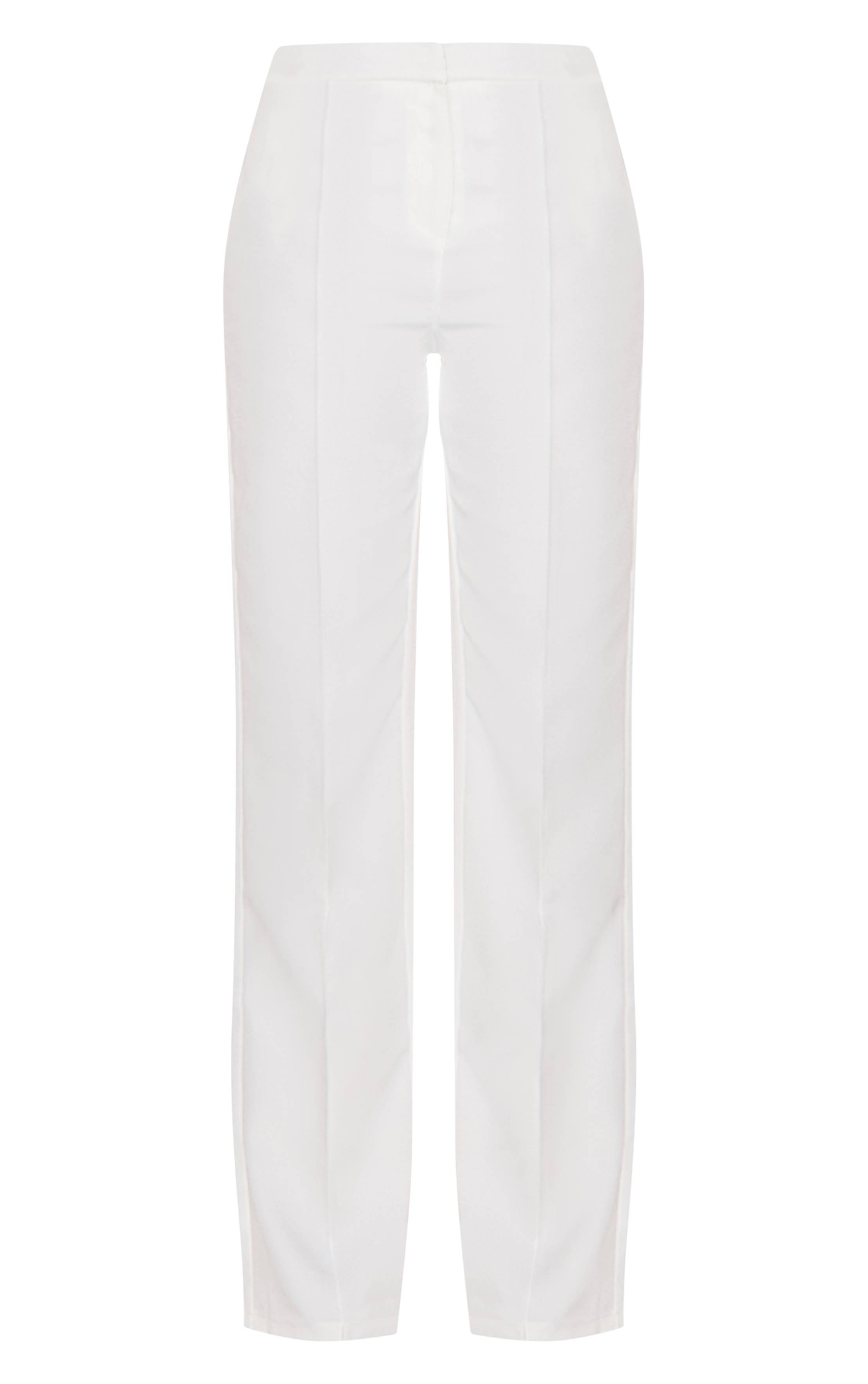 Blanc Pantalon Taille Haute À Jambes Larges