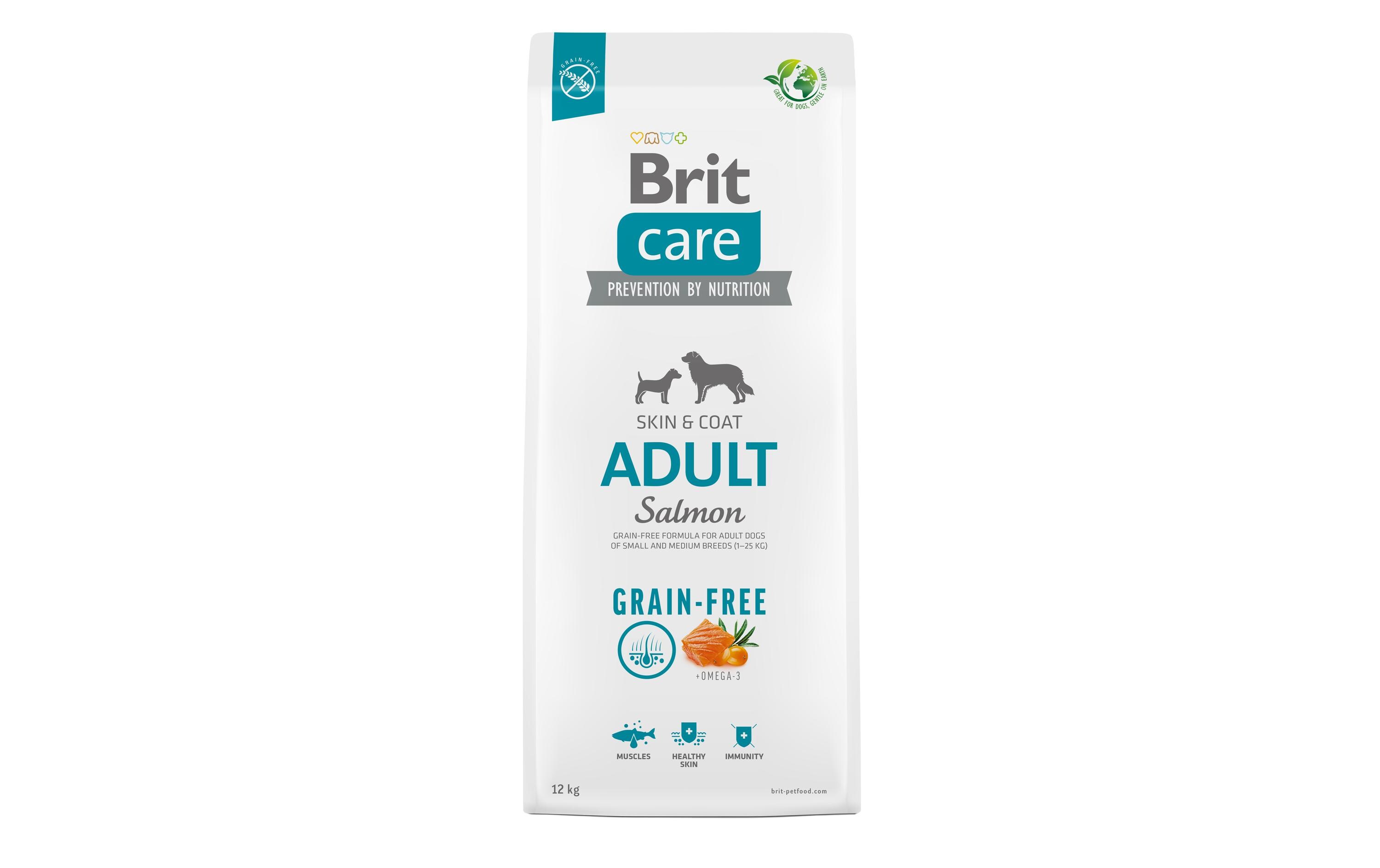 Trockenfutter Care Adult Grain Free Lachs, 12 kgAlleinfuttermittel für erwachsene Hunde kleiner und mittelgrosser Rassen (bis 25 kg)