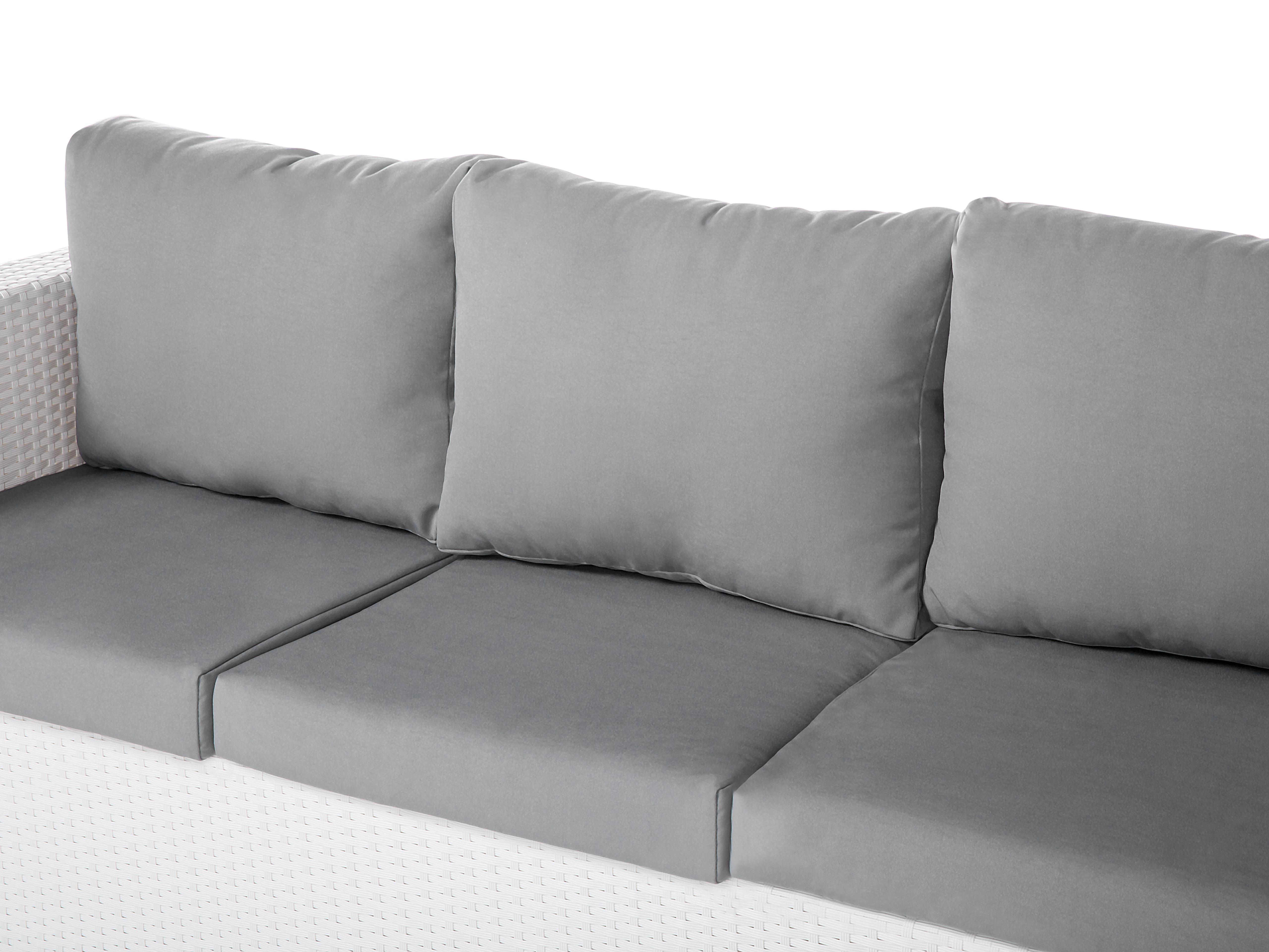 Loungeset met tafel en ottomaan 6-zits ROMA PE rotan Wit