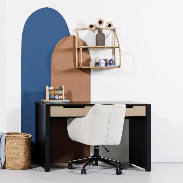 Europe Baby Ralph Kinderkamer Zwart / Accent Hout Look | Bed 90 x 200 cm   Bureau   Kast 2-Deurs