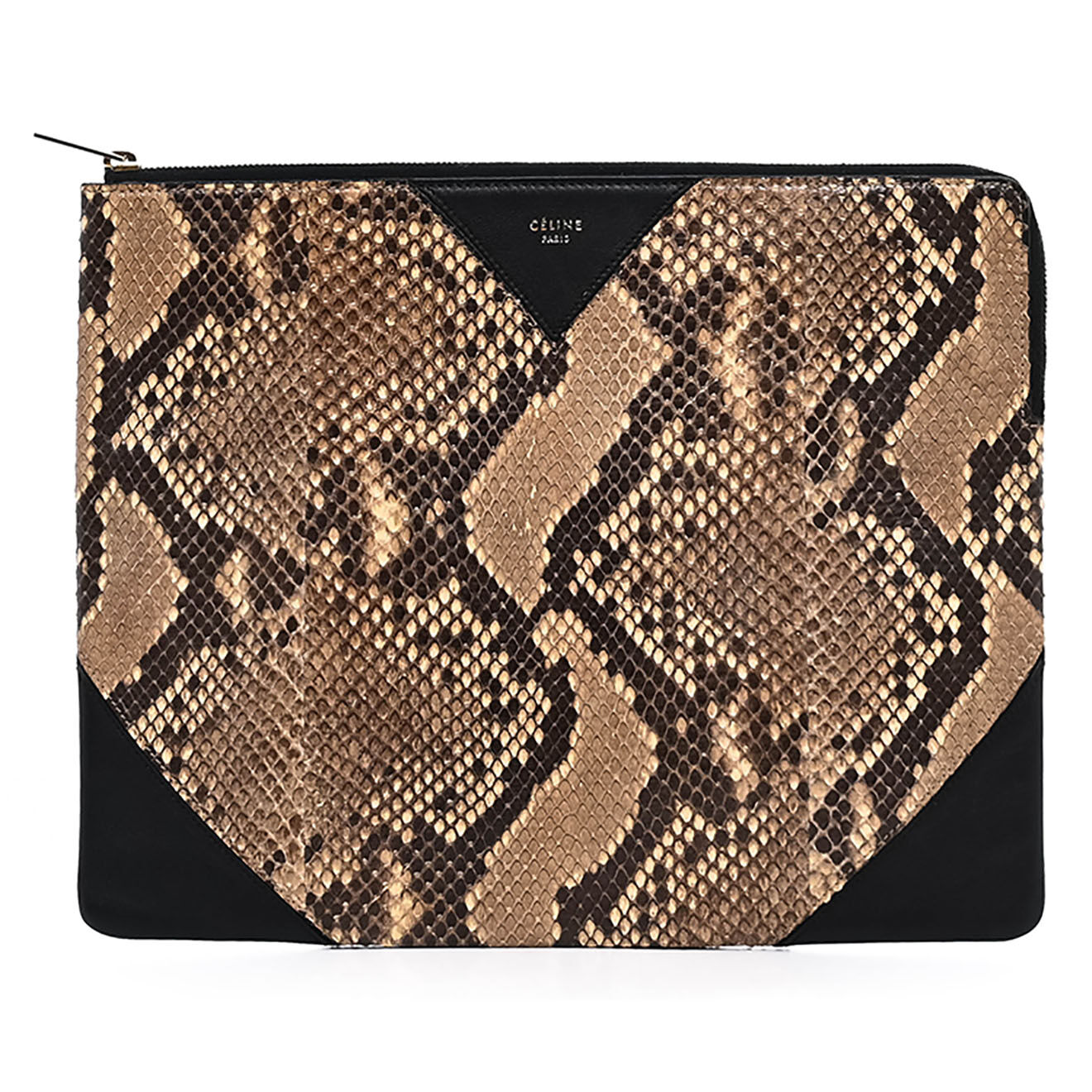 Celine Pochette en Python & Cuir beige - Très bon état - 25x20 cm
