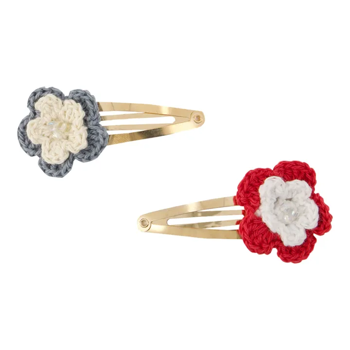 Tartine et Chocolat Lot 2 Barrettes Fleur | Rouge