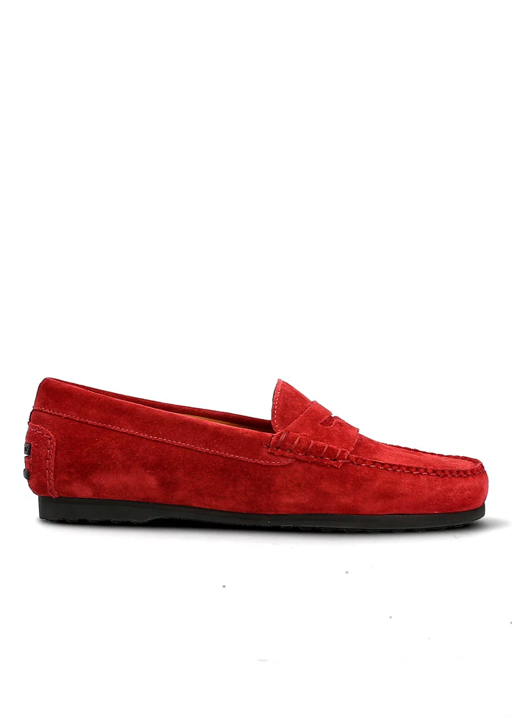 MOCASSIN RUBBER DRIVER VELOURS ROUGE