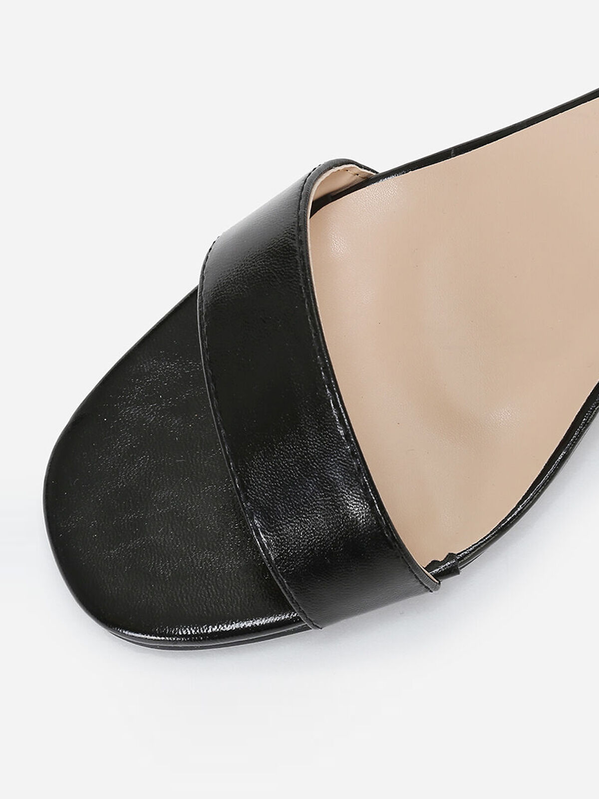 Sandales en simili à petit talon- Noir