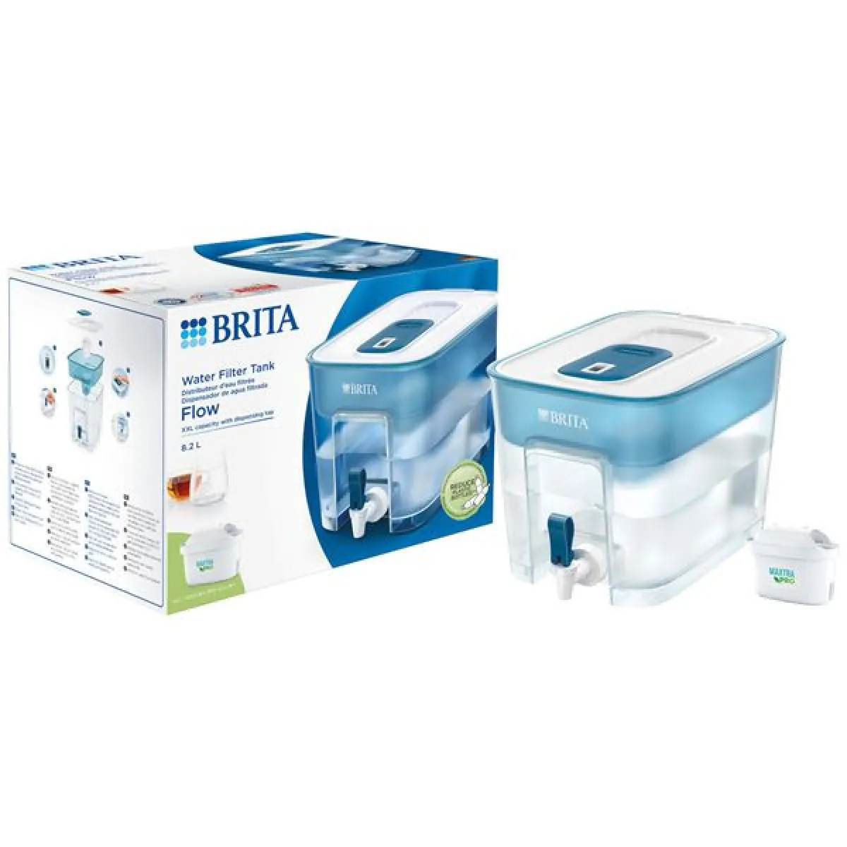 BRITA Fontaine à eau filtrée - 8.2L bleue