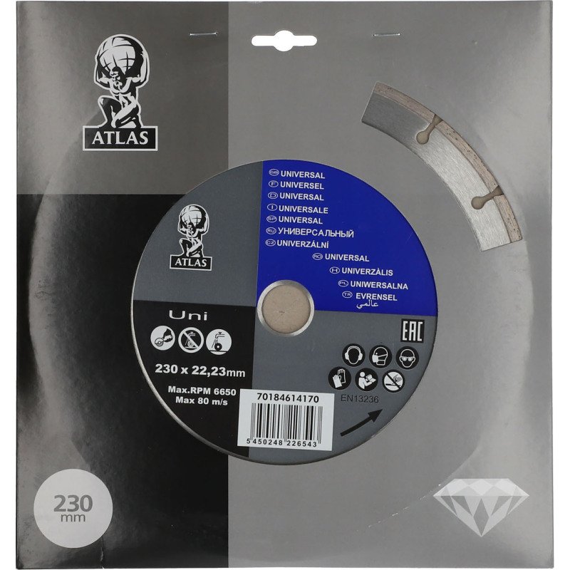 Disque diamant Atlas matériaux de construction Ø 230 x 22,23 mm - Nombre de segment 16