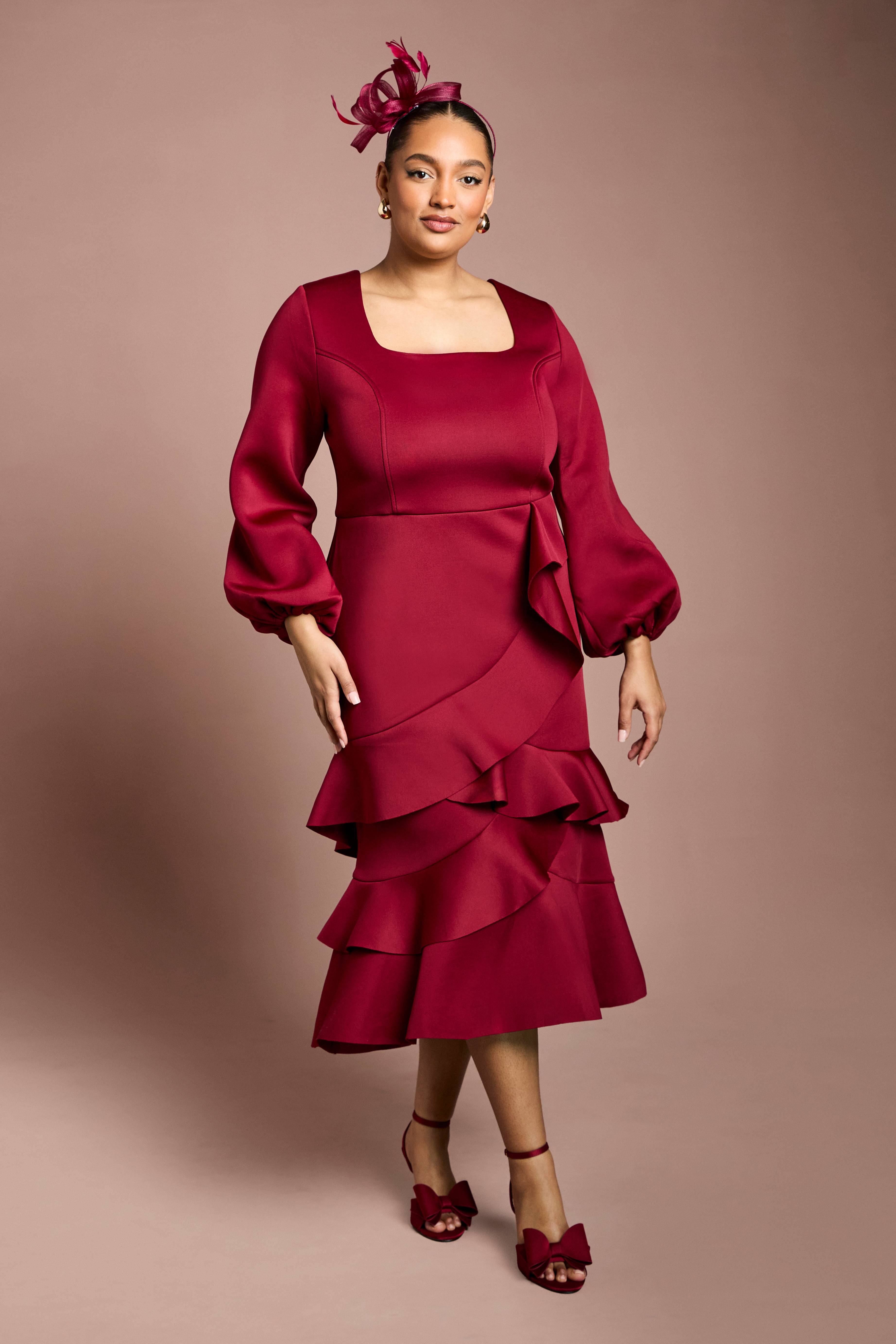 Coast Robe Midi Grande Taille Scuba à Encolure Carrée