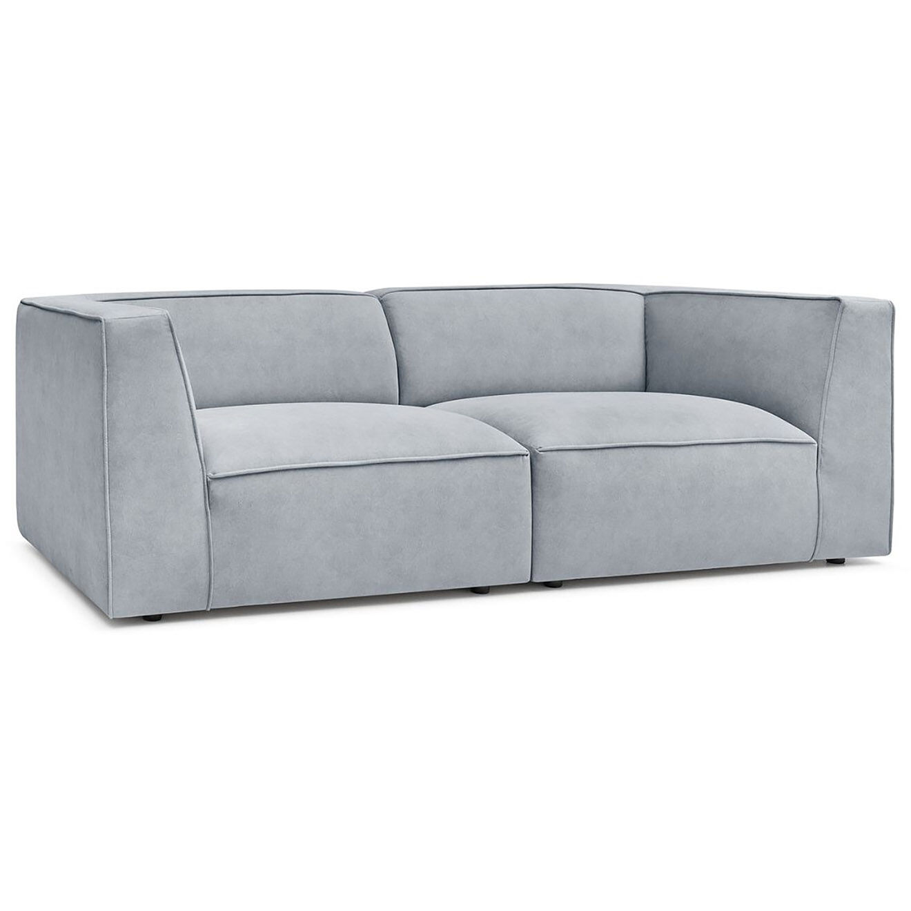 Bobochic Canapé droit fixe 3 places en Velours Molière gris clair - 233x99x71 cm