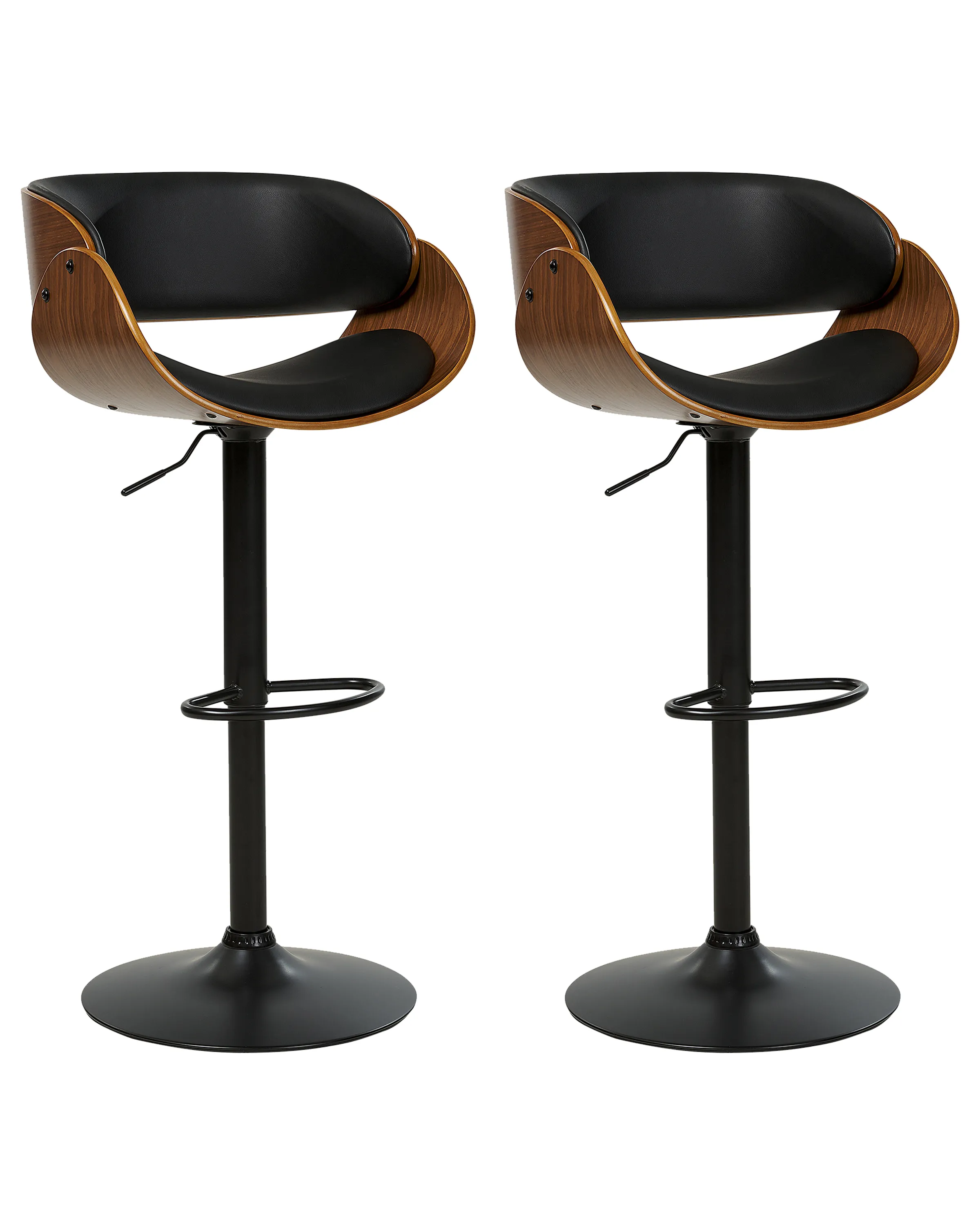 Set van 2 barstoelen BAKU II Kunstleer draaibaar Zwart