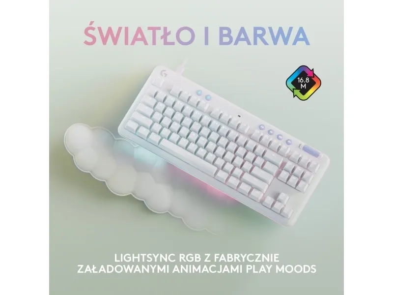 Logitech G G713 - Tastatur - tenkeyless - bagbelyst - USB - QWERTY - US International - tastkontakt: Tactile - hvid