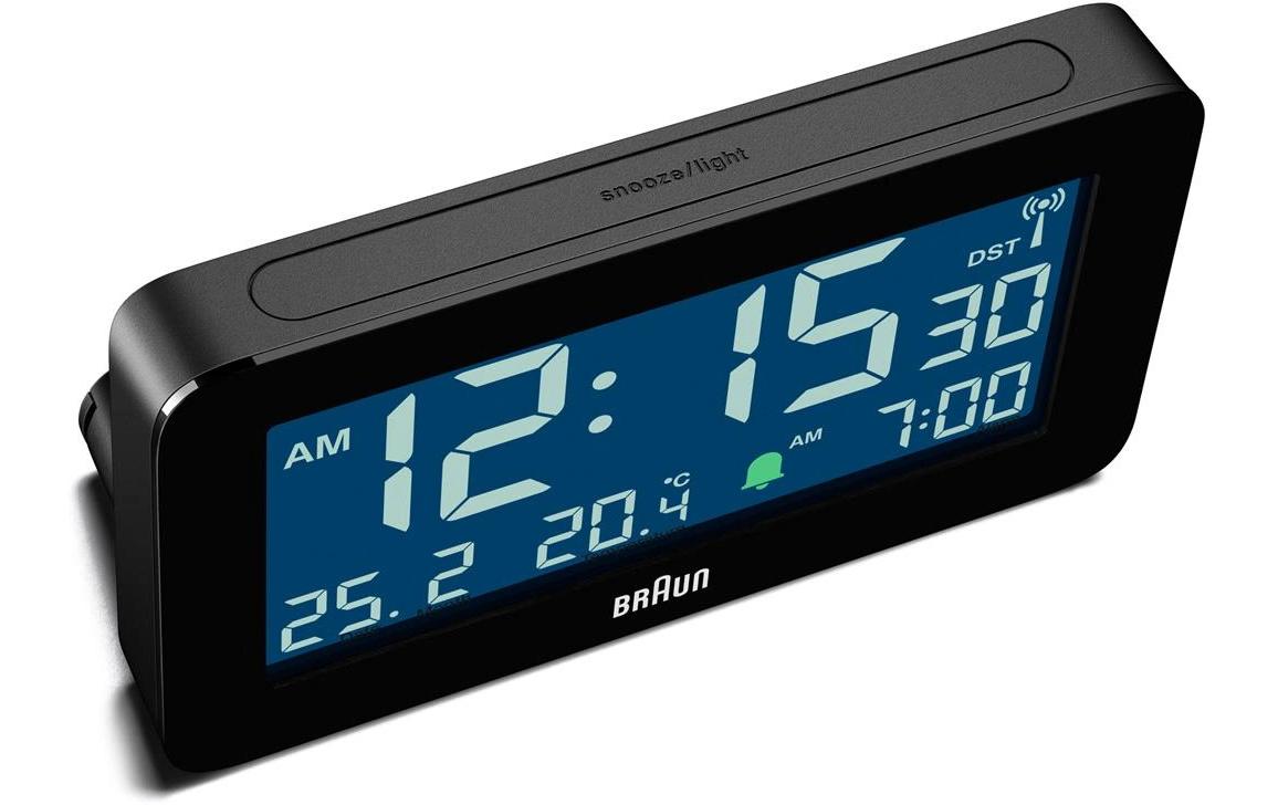 Digitalwecker BC10B-DCF SchwarzDigitaler Funkwecker mit Datums- und Temperaturanzeige