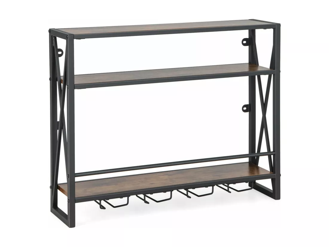 Casier à bouteilles mural industriel, étagère de rangement à 3 niveaux, 20 x 80 x 63 cm