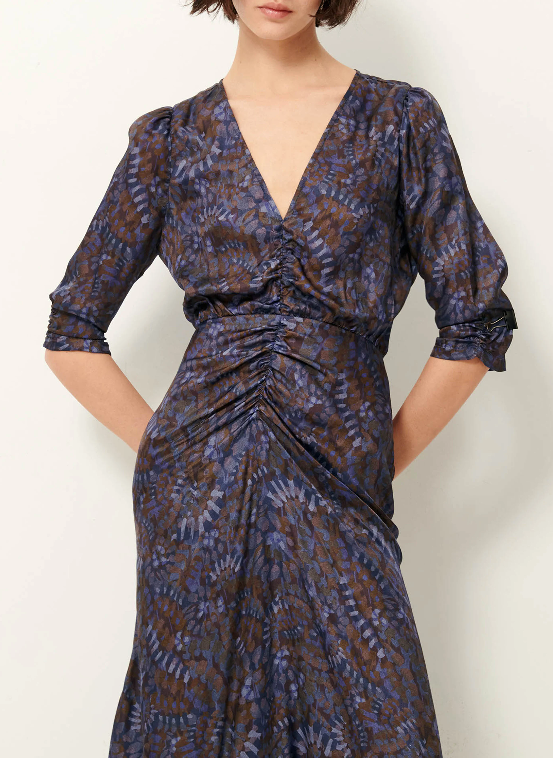 NYLIA - Robe longue col V imprimée | Multicolore