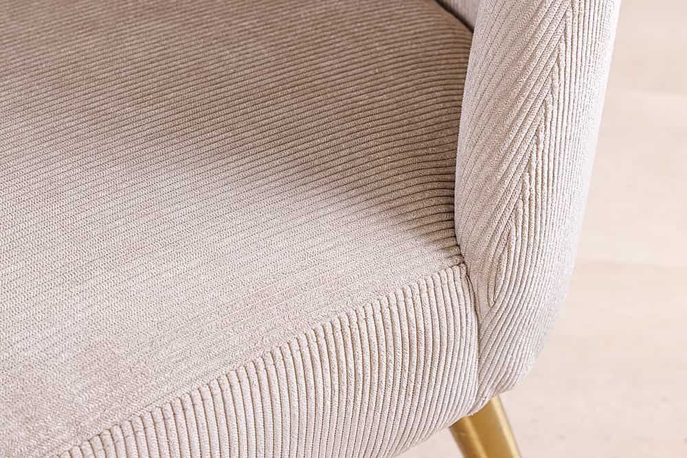 Retro Stuhl MIA CASA beige Cord champagner gold brushed Metall