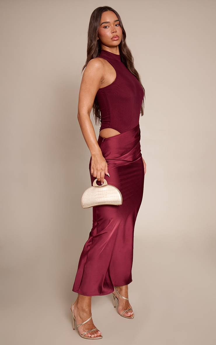Prune Robe Maxi Jupe Satinée À Empiècement Mesh Racer