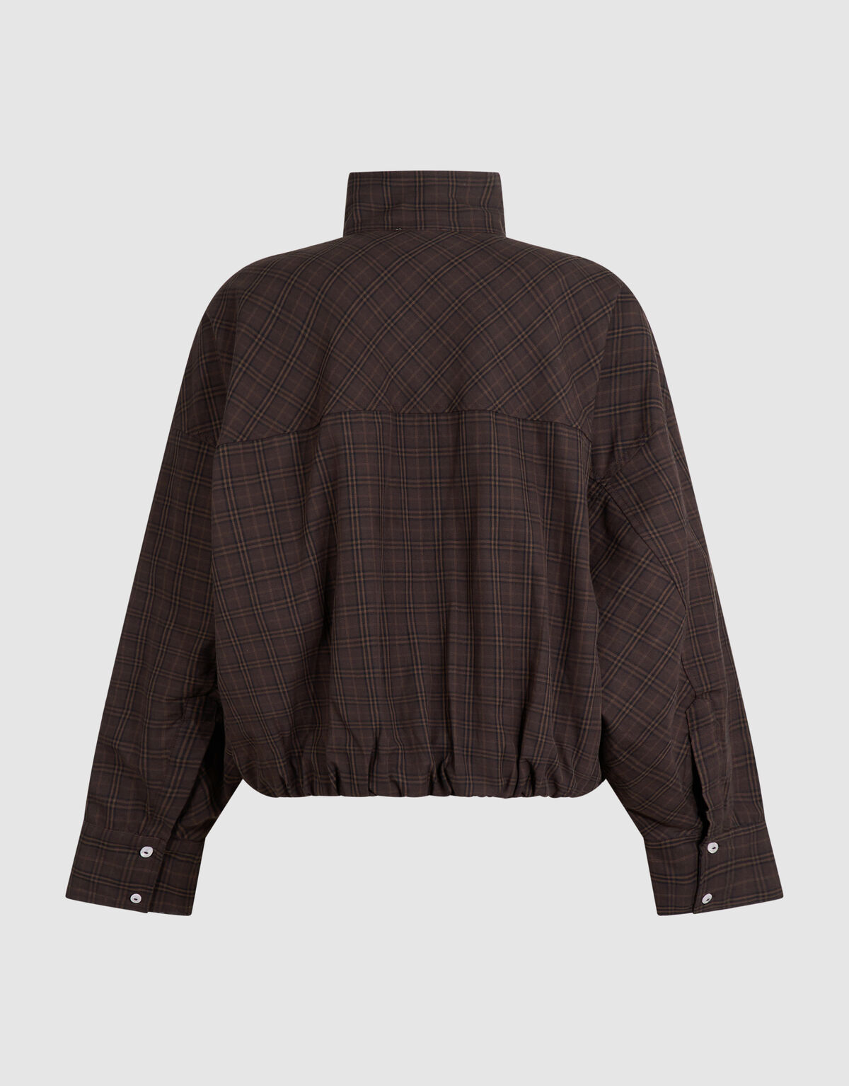 Check Bomber Blouse Donkerbruin