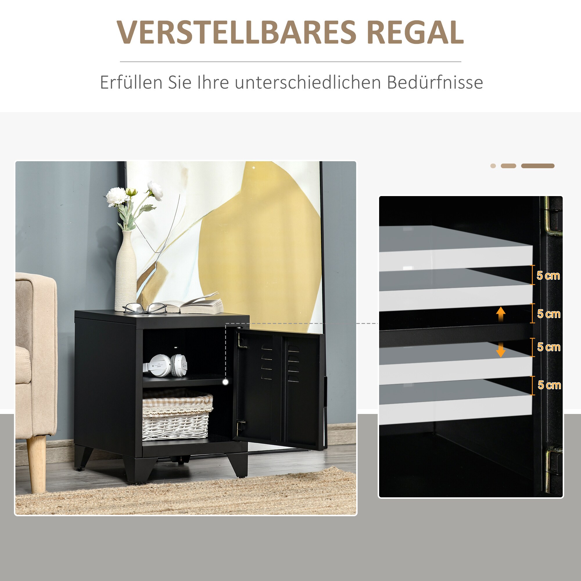 HOMCOM Nachttisch mit industriellen Design schwarz 40B x 40T x 50H cm