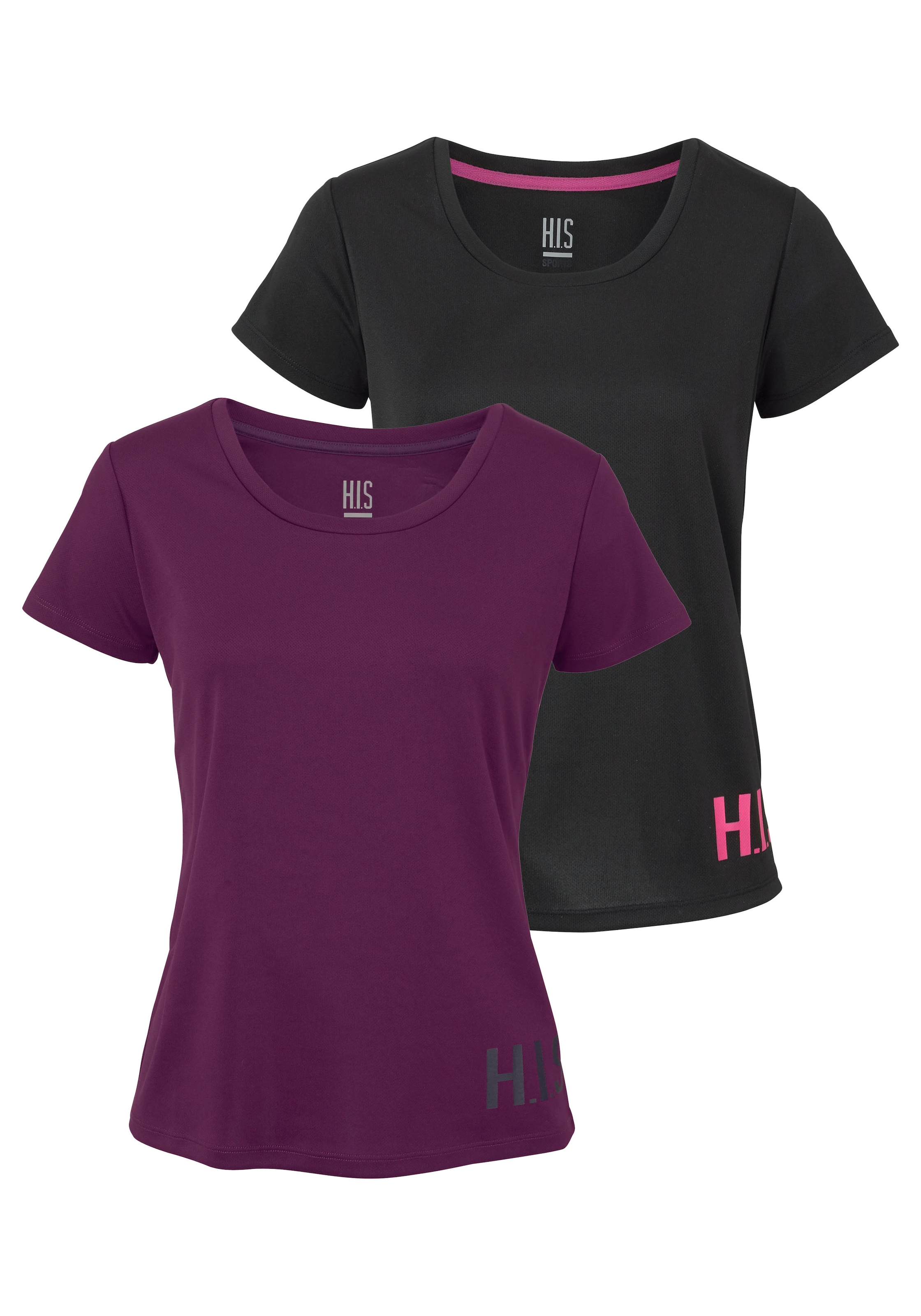 H.I.S Funktionsshirt, 2er-Packer Spar-Set, figurbetonter Schnitt,  sportlicher Look,  mit trendigem Logodruck
