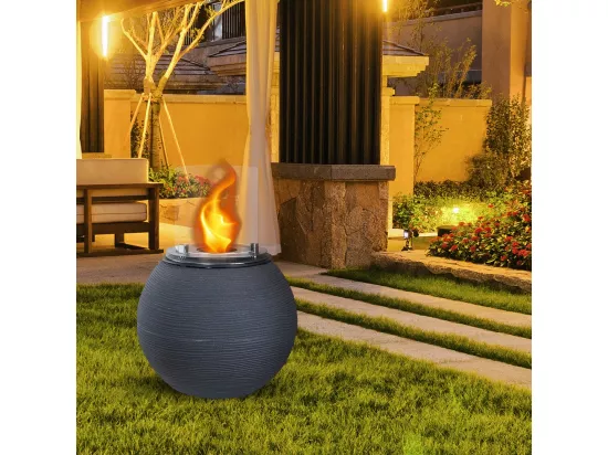 Brasero de jardin cheminée au bioéthanol pour intérieur et extérieur BOTTICELLI Fonte Grise d.40 x h54
