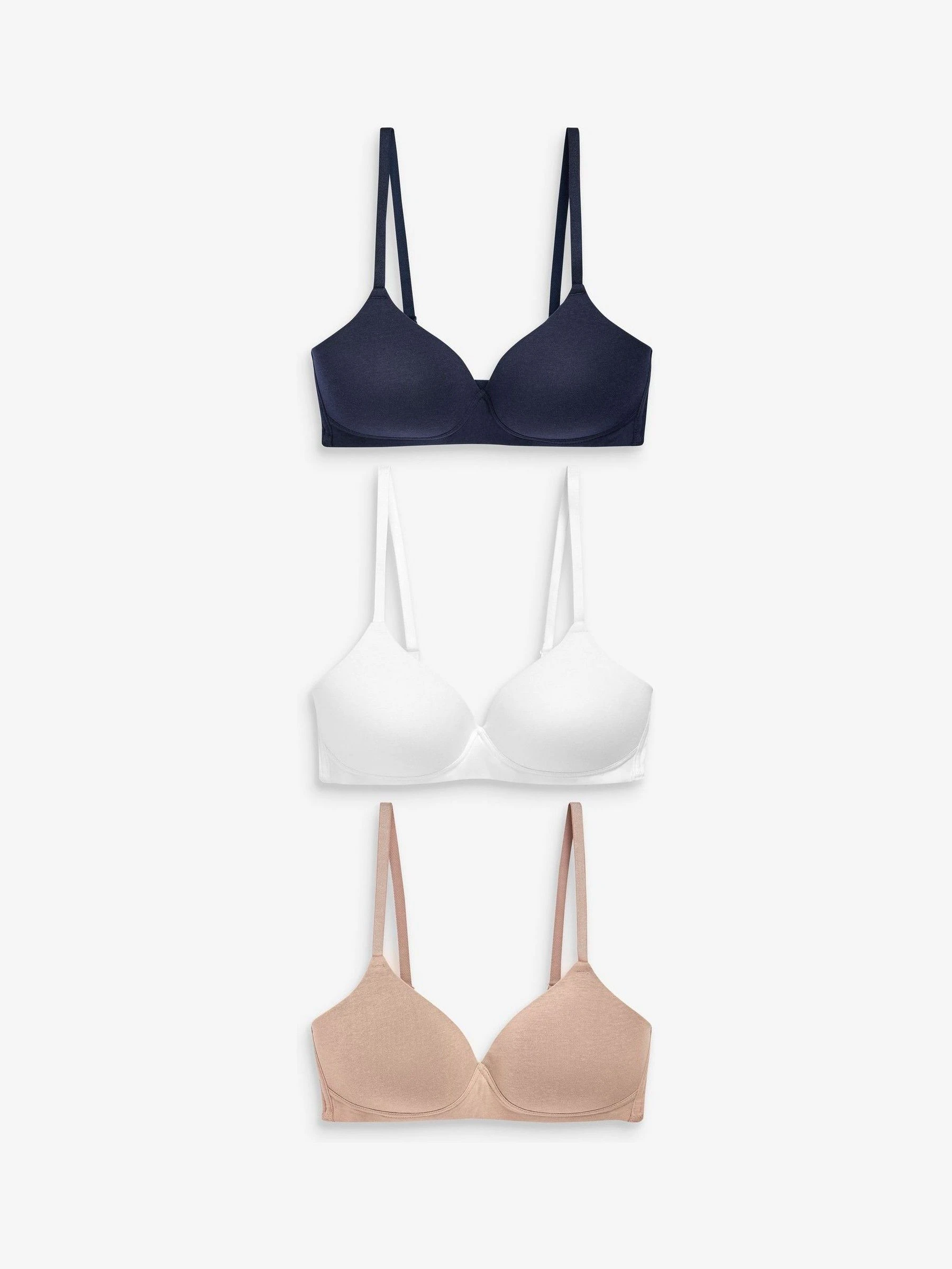 Wit/marineblauw/roze - Katoenmix ultiem comfort beha's verpakking van 3