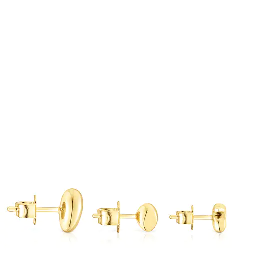 Conjunto de brincos TOUS Joy Bits de três peças com banho de ouro 18k sobre prata.