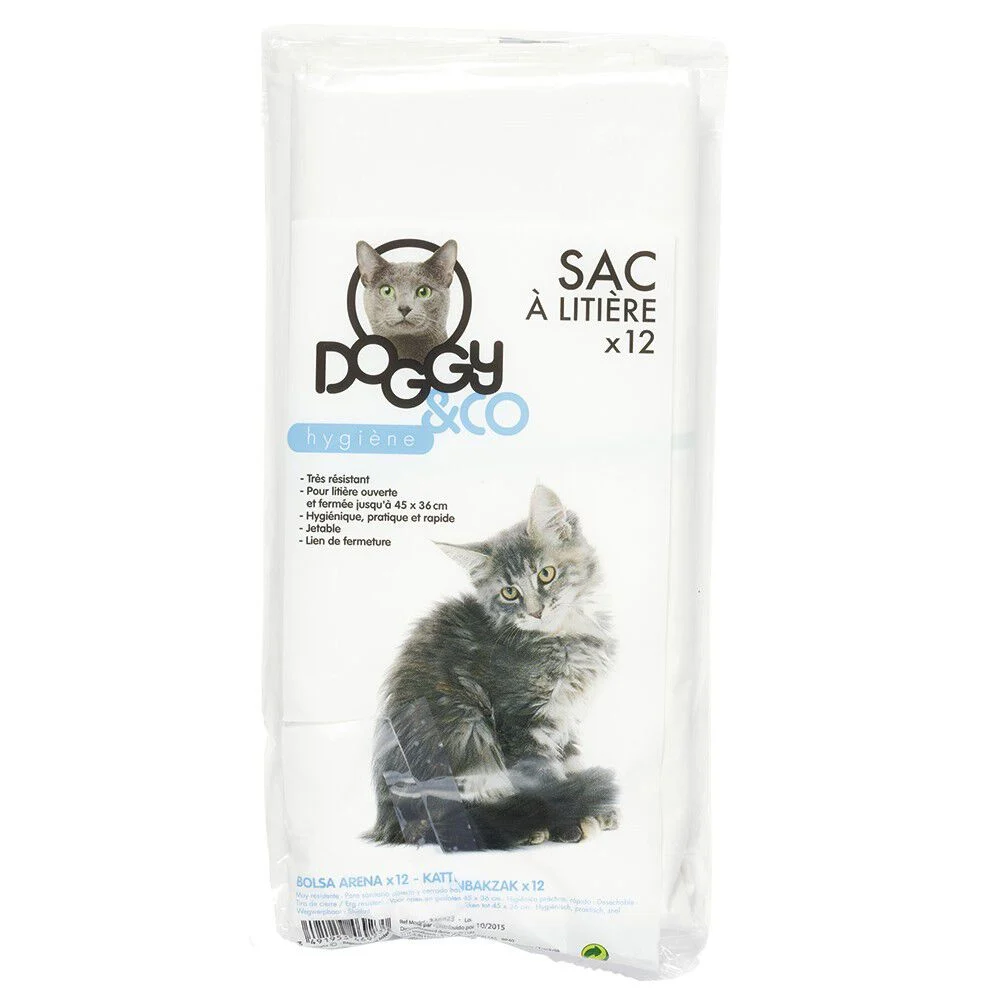 Sac à litière plastique jetable blanc x12