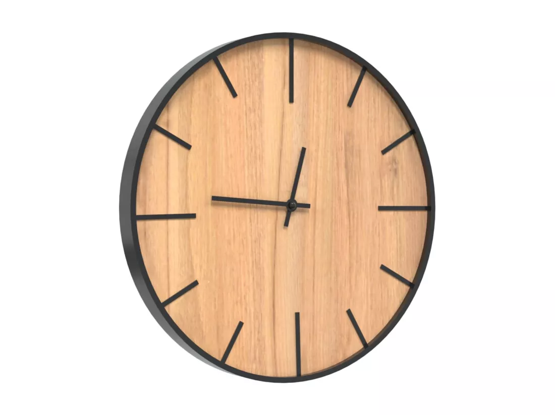 Horloge murale marron Ø39 cm fer et bois d'ingénierie