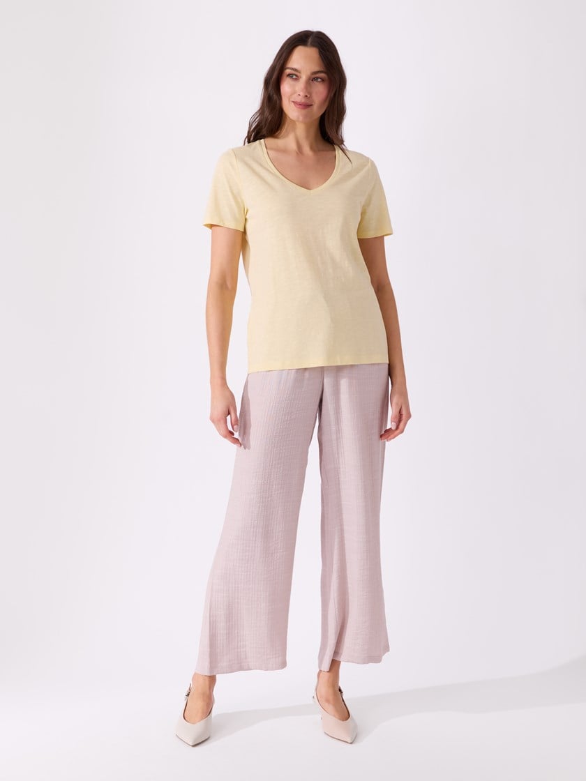 Ava v-hals t-skjorte Double Cream