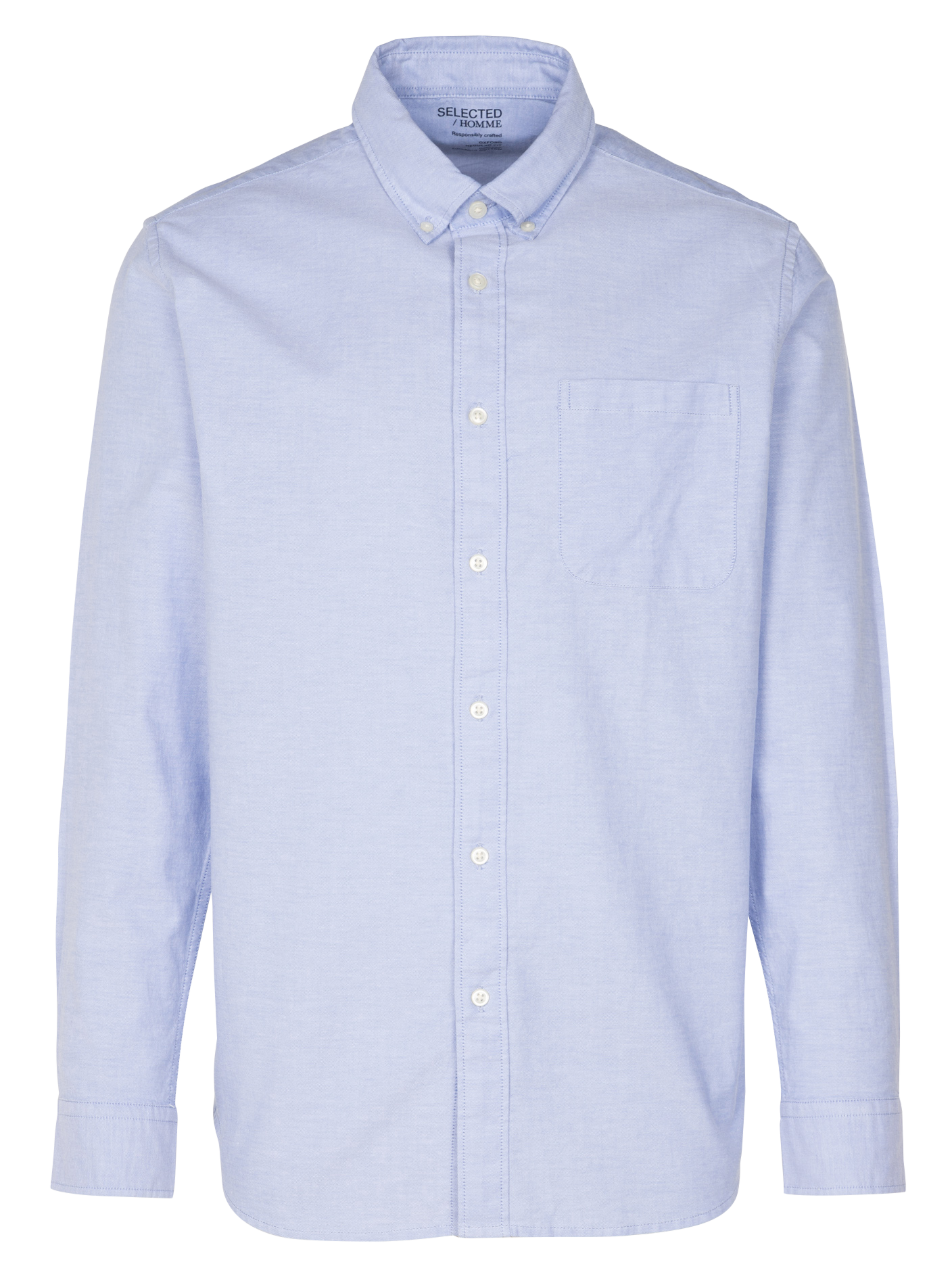 Chemise col américain en coton mélangé| Bleu