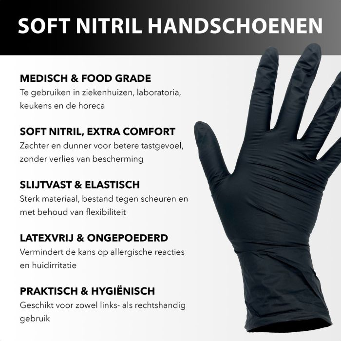 100st Handschoenen soft nitril Small ongepoederd zwart 100st (1301)