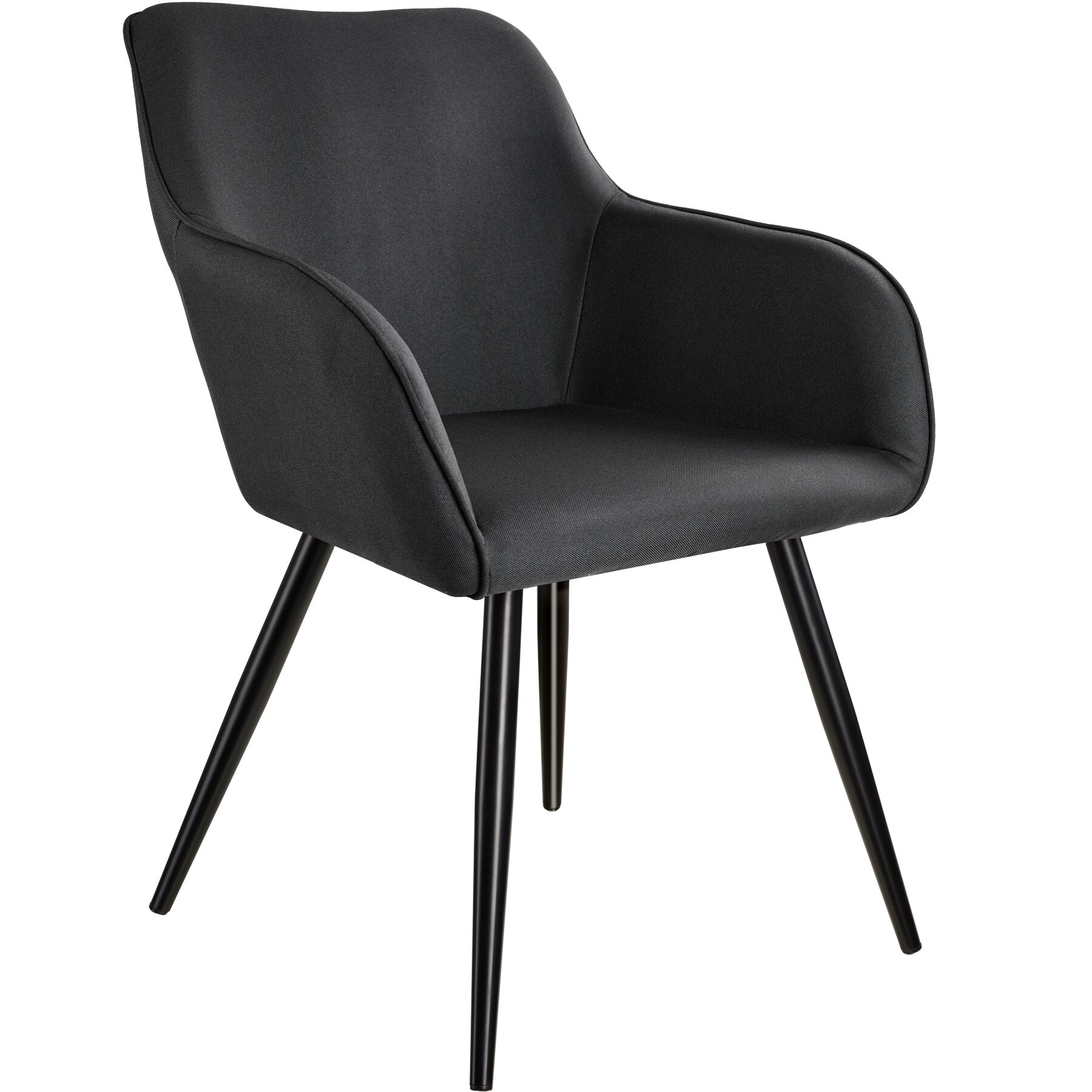 tectake® Esszimmerstuhl, gepolstert, in Leinenoptik, schwarze Stahlbeine, 58 x 62 x 82 cm