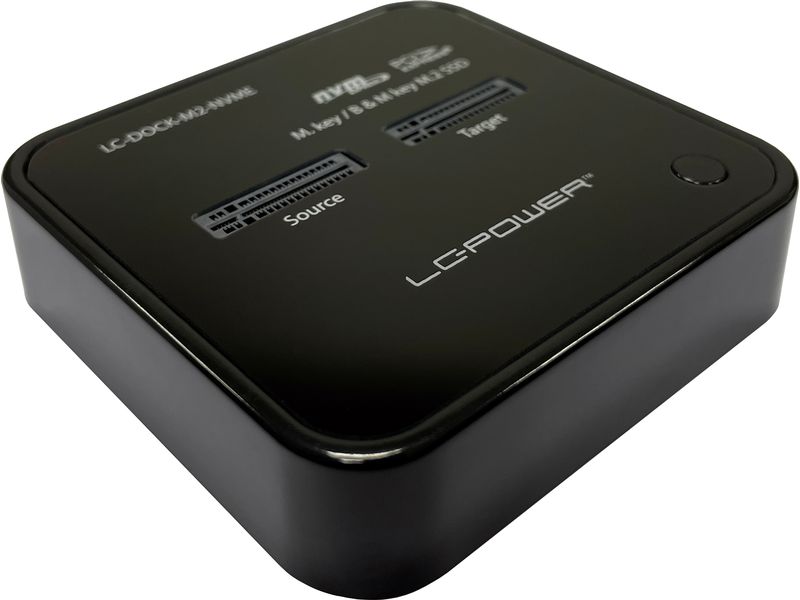 LC-Power Dockingsstation LC-DOCK-M2-NVME Kompakte USB 3.2 Gen 2x1 Docking Station für bis zu zwei NVMe-M.2 SSDs