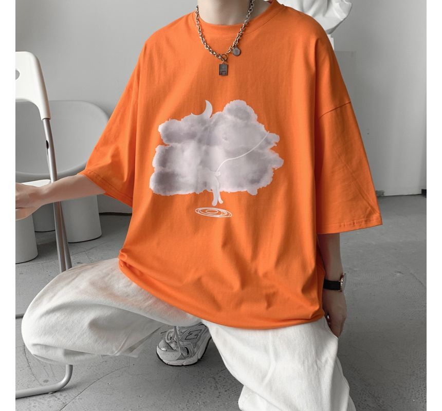 Wewewow - T-shirt met ronde hals en elleboogmouwen
