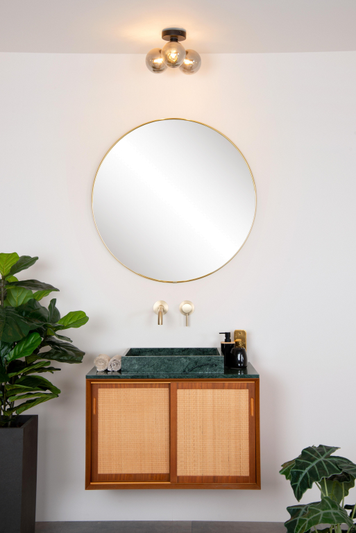 Lucide Trudy 3 plafondlamp Ø28 badkamer IP44 mat goud