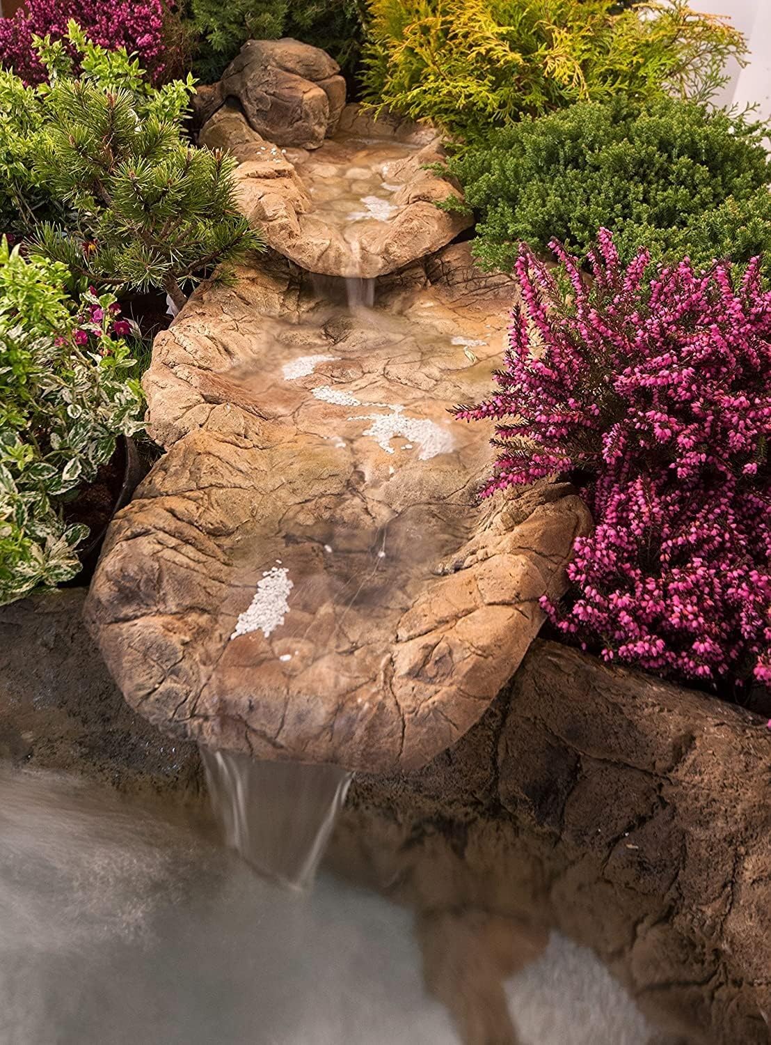 ZooPaul Bachlauf Wasserfall Gartenteich Bachlaufschalen Set, 135 x 50cm Wasserspiel für Garten
