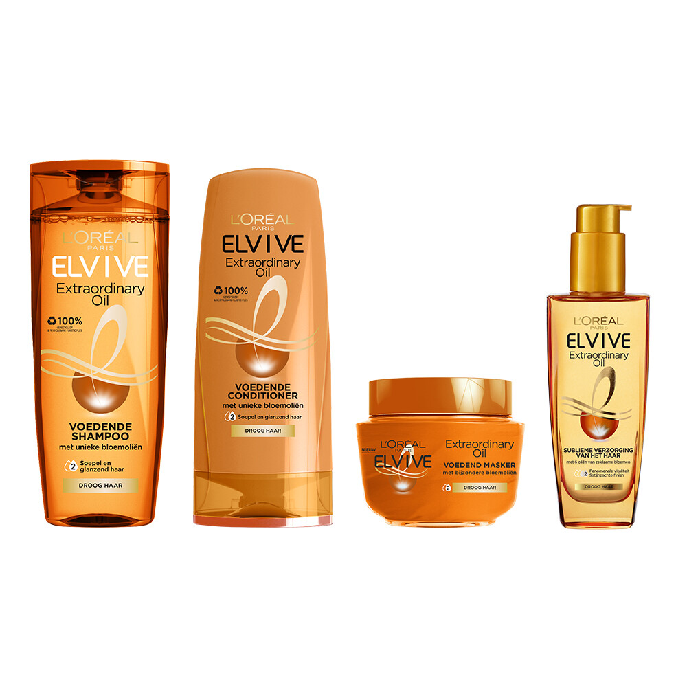 L'Oréal Elvive Extraordinary Oil -Shampoo, Conditioner, Haarmasker & Haarolie - Pakket